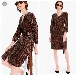 J. Crew Wrap Dress in velvet leopard New With Tag size 0